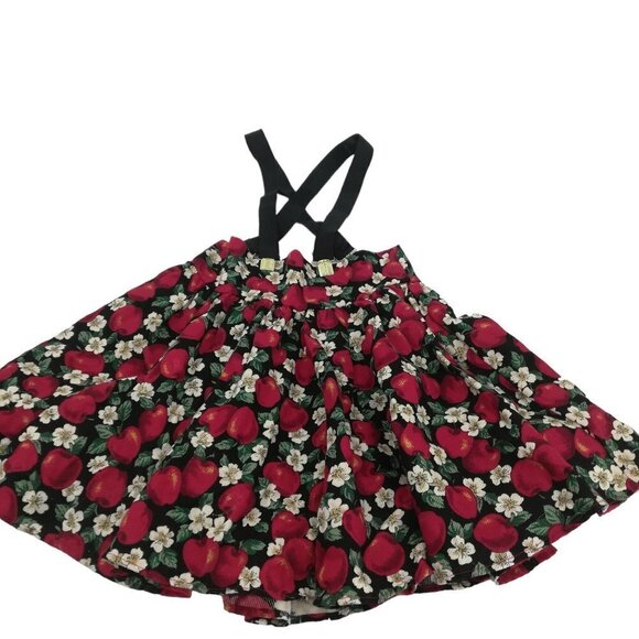 Vintage Ruffle Prairie Overall Suspender Skirt Size 6X Apple Flower 90s 80s - Picture 4 of 11